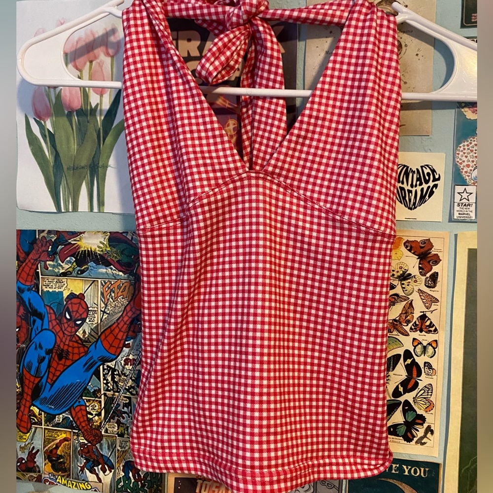Red Gingham Halter Top